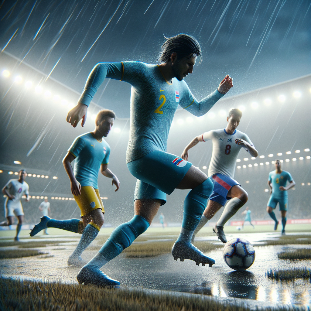 Казахстан против Фарерских островов в Пуле, ночной дождь, нейтральное поле